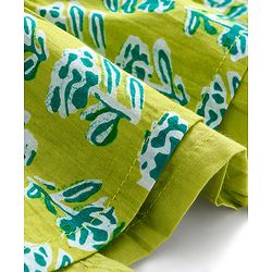 Babyhug Cotton Woven Tiered Frock with Three Fourth Sleeves Floral Printed Tie Up Shrug - Limegreen