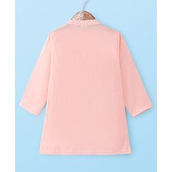 Babyhug Woven Kurta Pyjama Set With Sequin Embroidered Jacket - Coral