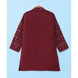 Babyhug Woven Full Sleeves Sequin Embroidered Kurta Pyjama Set - Maroon