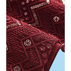 Babyhug Woven Full Sleeves Sequin Embroidered Kurta Pyjama Set - Maroon