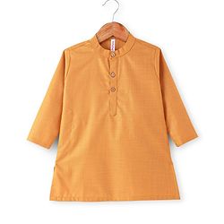 Babyhug Cotton Woven Full Sleeves Kurta & Pajama Set with Embroidered Jacket - Orange