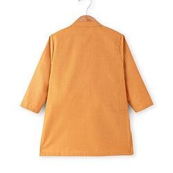 Babyhug Cotton Woven Full Sleeves Kurta & Pajama Set with Embroidered Jacket - Orange