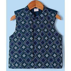 Babyhug Woven Full Sleeves Solid Colour Kurta & Pyjama Set with Embroidered  Jacket - Dark  Green