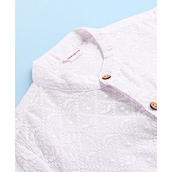 Babyhug Cotton Woven Full Sleeves Solid Embroidered Kurta Pyjama Set - White