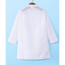 Babyhug Cotton Woven Full Sleeves Solid Embroidered Kurta Pyjama Set - White