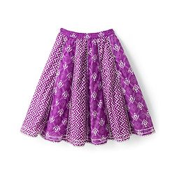 Babyhug Cotton Woven Half Sleeves Lehenga Choli Set With Floral Print & Dupatta - Purple