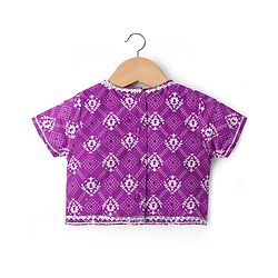 Babyhug Cotton Woven Half Sleeves Lehenga Choli Set With Floral Print & Dupatta - Purple