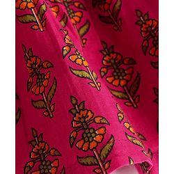 Babyhug Cotton Woven Three Fourth Bell Sleeves Floral Printed Dress - Fuschia