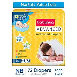 Babyhug Advanced Tape Style Diapers New Born Size - 10 Pieces