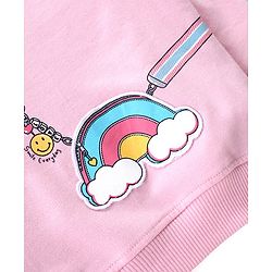 Babyhug Cotton Knit Full Sleeves Top & Lounge Pants Set With Rainbow Print - Pink & Blue