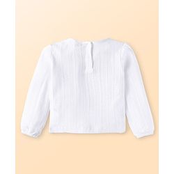 Babyhug Single Jersey Knit Full Peasant Sleeves T-Shirt & Floral Printed Top with Jeans -  White Navy Blue