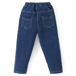 Babyhug Cotton Knit Premium Light Gauge Terry Full Sleeves T-Shirt & Denim Pants Set With Floral Applique & Embroidery - Yellow & Blue