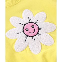 Babyhug Cotton Knit Premium Light Gauge Terry Full Sleeves T-Shirt & Denim Pants Set With Floral Applique & Embroidery - Yellow & Blue