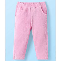 Babyhug Single Jersey Knit Full Sleeves Top & Lounge Pant Set With Floral Printed Frock & Bow Applique - Navy Blue White & Pink
