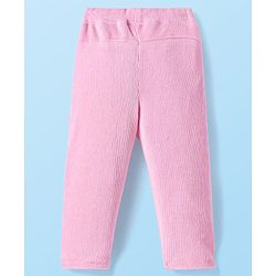 Babyhug Single Jersey Knit Full Sleeves Top & Lounge Pant Set With Floral Printed Frock & Bow Applique - Navy Blue White & Pink