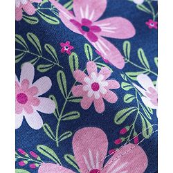 Babyhug Single Jersey Knit Full Sleeves Top & Lounge Pant Set With Floral Printed Frock & Bow Applique - Navy Blue White & Pink