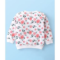 Babyhug Single Jersey Knit Full Sleeves Tee & Pant Set with Floral Print - White & Pink