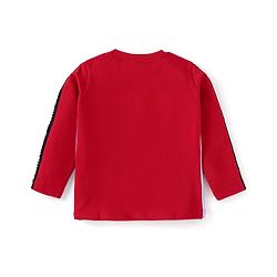 Babyhug Disney Single Jersey Knit Full Sleeves Cut & Sew T-Shirt & Lounge Pant Set with Mickey Mouse Print - Red White & Grey