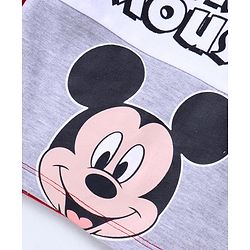 Babyhug Disney Single Jersey Knit Full Sleeves Cut & Sew T-Shirt & Lounge Pant Set with Mickey Mouse Print - Red White & Grey