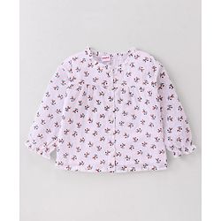 Babyhug Full Peasant Sleeves  Top With Floral Print - Pink