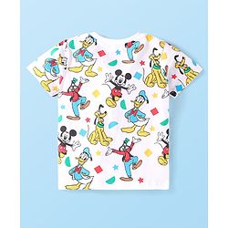 Babyhug Disney Single Jersey Knit Full Sleeves Front-Zipper Mickey Mouse Graphic Print Hooded Jacket with with T-Shirt & Joggers Set - Red Navy Blue & White