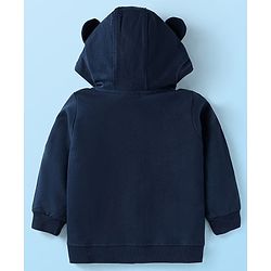 Babyhug Disney Single Jersey Knit Full Sleeves Front-Zipper Mickey Mouse Graphic Print Hooded Jacket with with T-Shirt & Joggers Set - Red Navy Blue & White