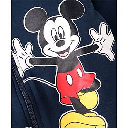 Babyhug Disney Single Jersey Knit Full Sleeves Front-Zipper Mickey Mouse Graphic Print Hooded Jacket with with T-Shirt & Joggers Set - Red Navy Blue & White