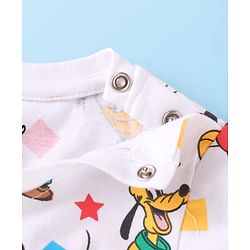 Babyhug Disney Single Jersey Knit Full Sleeves Front-Zipper Mickey Mouse Graphic Print Hooded Jacket with with T-Shirt & Joggers Set - Red Navy Blue & White