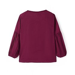 Babyhug Rayon Full Sleeves Floral Embroidered Top - Maroon