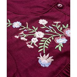 Babyhug Rayon Full Sleeves Floral Embroidered Top - Maroon