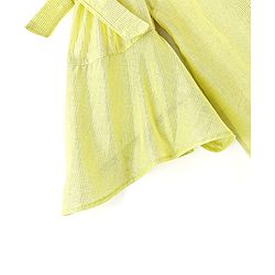 Babyhug Lurex Three Fourth Off Shoulder Sleeves Top with Knot Detailing - Lime Green