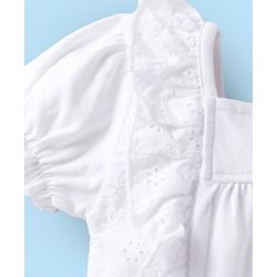 Babyhug Single Jersey Knit Half Sleeves Solid Colour Top & Shorts With Floral Print - White