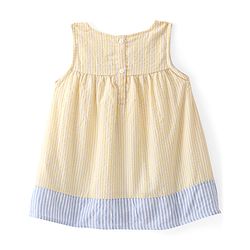 Babyhug Woven Sleeveless Flared Frock Floral Embroidered & Bow Applique With Headband - Light Yellow