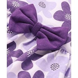 Babyhug Rayon Woven Half Sleeves Frock with Floral Print -  Purple
