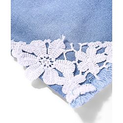 Babyhug Cotton Denim Washed Stretchable Shorts with Lace Detailing - Blue