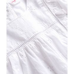 Babyhug Woven Schiffli Top with Frill and Lace Detailing- White