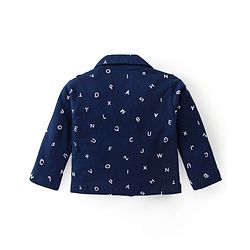 Babyhug Cotton Single Jersey Knit Full Sleeves Night Suit Text Print - Navy Blue