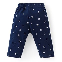 Babyhug Cotton Single Jersey Knit Full Sleeves Night Suit Text Print - Navy Blue
