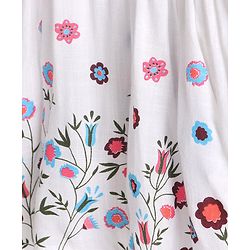 Babyhug Rayon Three Fourth Sleeves Floral Printed Off Shoulder Top - White