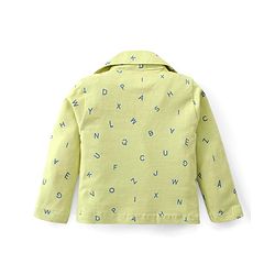 Babyhug Cotton Knit Full Sleeves Night Suit With Alphabets Print - Limegreen