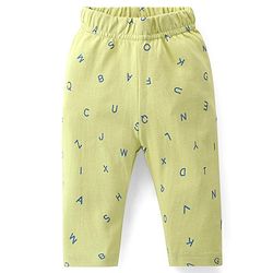 Babyhug Cotton Knit Full Sleeves Night Suit With Alphabets Print - Limegreen