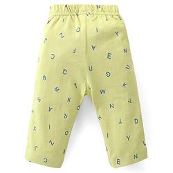 Babyhug Cotton Knit Full Sleeves Night Suit With Alphabets Print - Limegreen