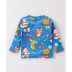 Babyhug 100% Cotton Full Sleeves Front Open Jhablas With Stripes & Bear Print Pack of 3 - Red & Blue