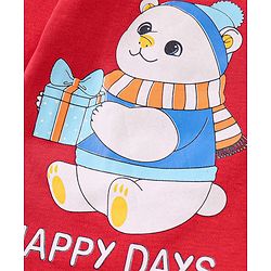 Babyhug 100% Cotton Full Sleeves Front Open Jhablas With Stripes & Bear Print Pack of 3 - Red & Blue
