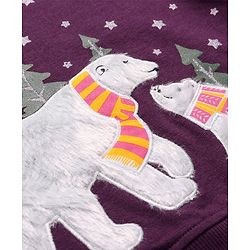 Babyhug Cotton Knit Full Sleeves Sweatshirts With Snow Bear Design - Purple