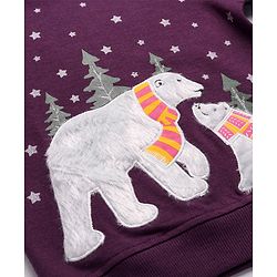 Babyhug Cotton Knit Full Sleeves Sweatshirts With Snow Bear Design - Purple