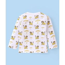 Babyhug Cotton Knit Full Sleeves T-Shirts with Striped Lion & Giraffe Print Pack of 3 - Green & White