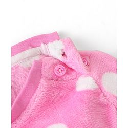Babyhug Full Sleeves Winter Wear Co-Ord Set With Polka Dots Print - Pink