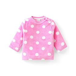 Babyhug Full Sleeves Winter Wear Co-Ord Set With Polka Dots Print - Pink