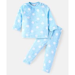 Babyhug Full Sleeves Winter Wear Co-Ord Set With Polka Dots Print - Pink